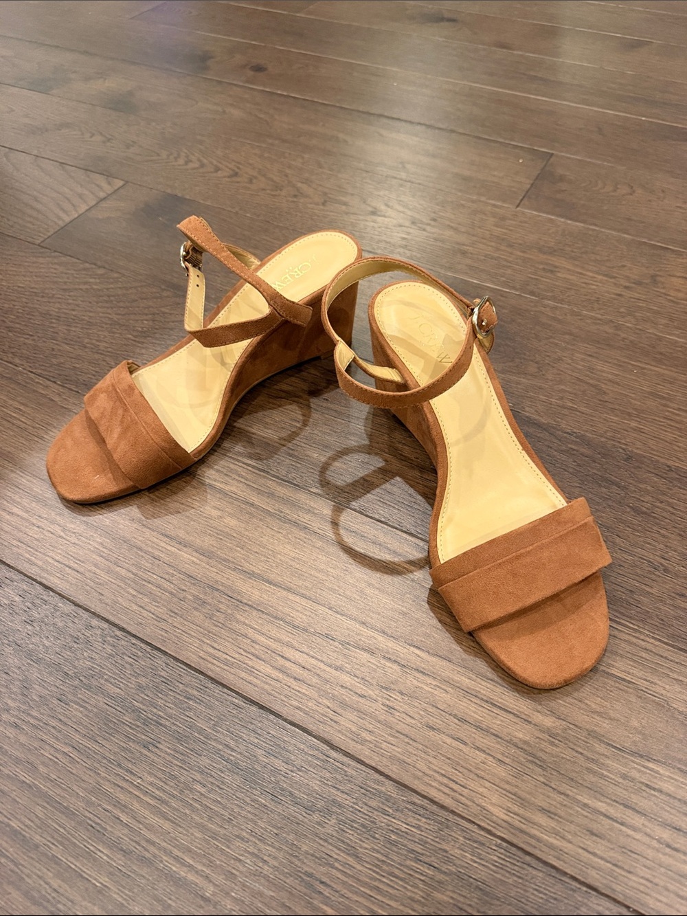J. Crew Suede Ankle-Strap Wedge Heel Sandals - Brown Size 9 - C73-004